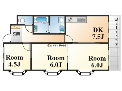 エスポワール六甲(3DK/1階)の間取り写真