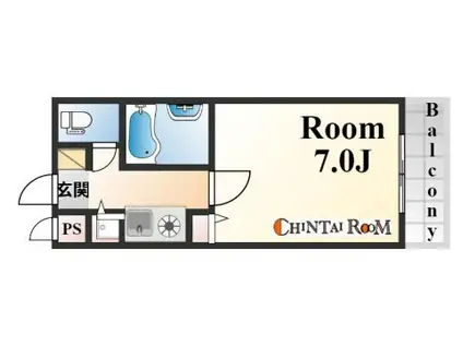 シャトラン弓木三番館(1K/2階)の間取り写真