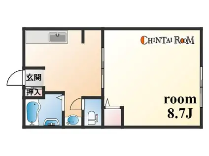 岡本梅林(1DK/3階)の間取り写真