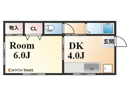 ハイツ八坂(1DK/2階)の間取り写真