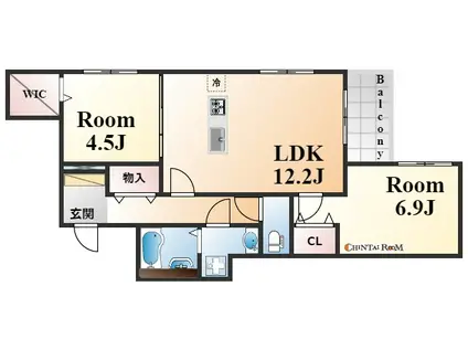 サンパティーク住吉(2LDK/2階)の間取り写真