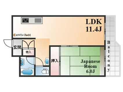 バッハレジデンス芦屋ウエスト(1LDK/5階)の間取り写真