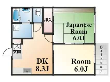 サンライズマンション(2DK/2階)の間取り写真