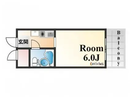 ライオンズマンション三宮(ワンルーム/4階)の間取り写真