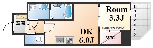 セレニテ神戸元町クレア(1DK/6階)の間取り写真