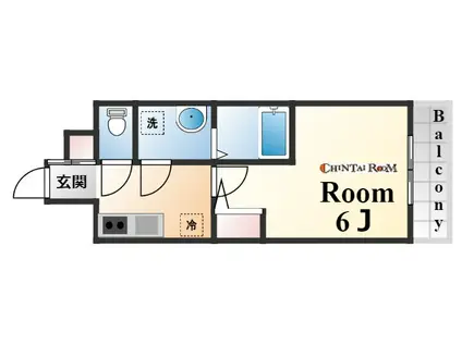 エスリード神戸レジデンス(1K/6階)の間取り写真