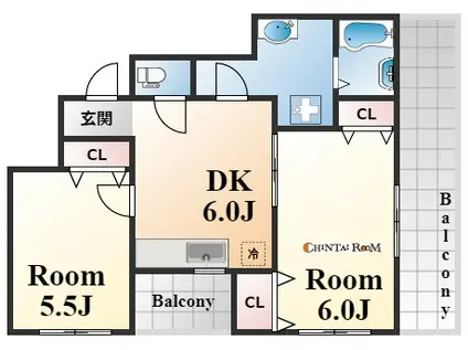 福田マンション(2DK/3階)の間取り写真