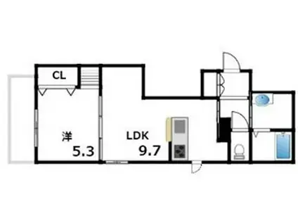ホワイトメゾン御影中町(1LDK/4階)の間取り写真