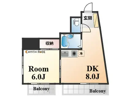 メゾンTAKATA(1DK/4階)の間取り写真