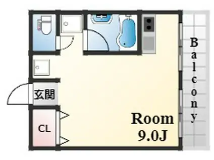 アーバンビュー六甲(ワンルーム/3階)の間取り写真