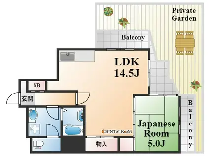 サンヴィラ六甲道(1LDK/1階)の間取り写真