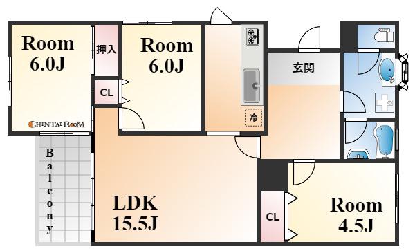ハイライフ本山(3LDK/2階)の間取り写真