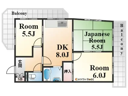 新神戸サンシャイン(3DK/2階)の間取り写真