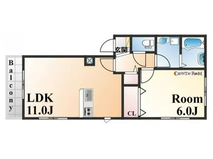 エクセレント御影(1LDK/3階)の間取り写真