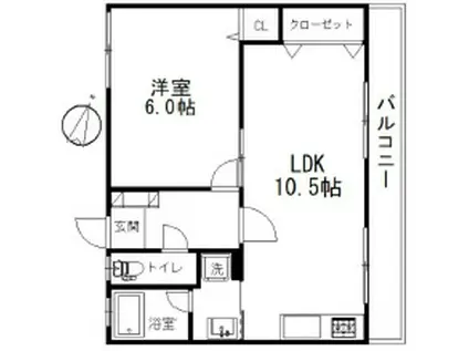 熊内橋ハイツ(1LDK/3階)の間取り写真