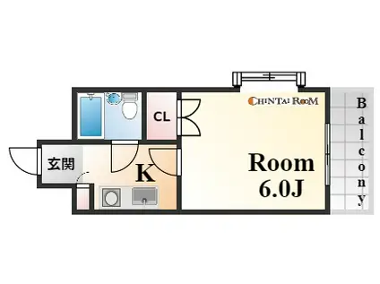 神戸六甲ヒルズ(1K/4階)の間取り写真