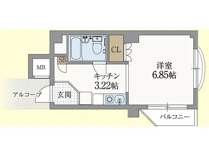 サンクラッソ阪急六甲駅前ウエスト(1K/1階)の間取り写真