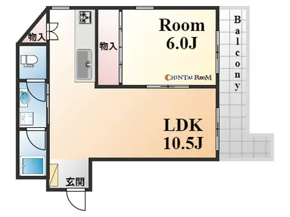 神仙閣マンション(1LDK/4階)の間取り写真