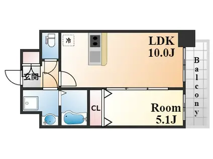 プレサンス兵庫ヴィアーレ(1LDK/7階)の間取り写真