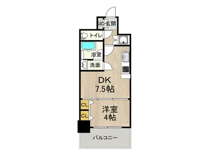 プレジオ神戸ウエスト(1DK/9階)の間取り写真