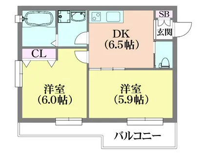 PRAF8(2DK/3階)の間取り写真