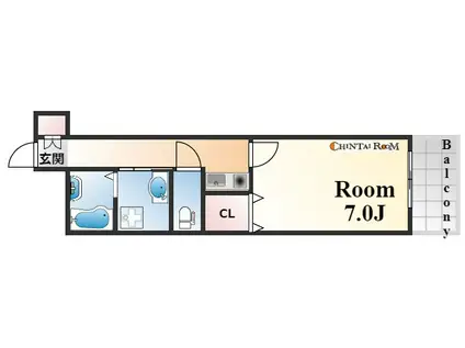 CITYSPIRE神戸元町2(1K/11階)の間取り写真