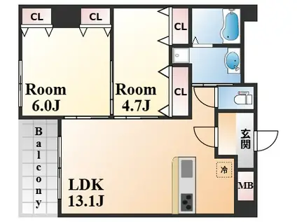 マノワール・ラ山本通(2LDK/3階)の間取り写真