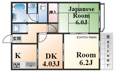 ハイツ西灘(3DK/1階)の間取り写真