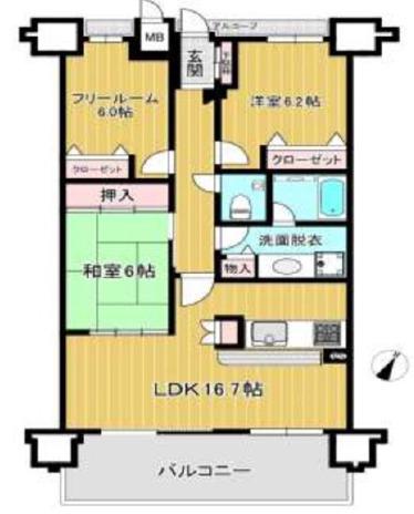 本山アーバンライフ(3LDK/8階)の間取り写真