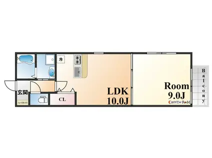 クロシェットⅡ(1LDK/4階)の間取り写真