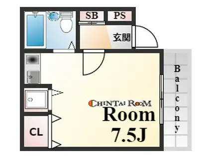 ラムール春日野道(ワンルーム/3階)の間取り写真