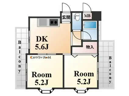 リヴェール本山(2DK/3階)の間取り写真
