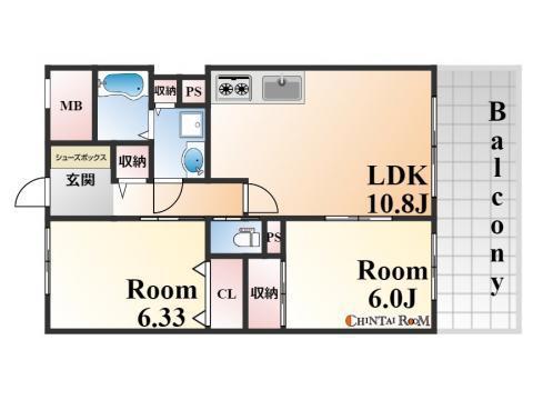 LAZO御影(2LDK/2階)の間取り写真