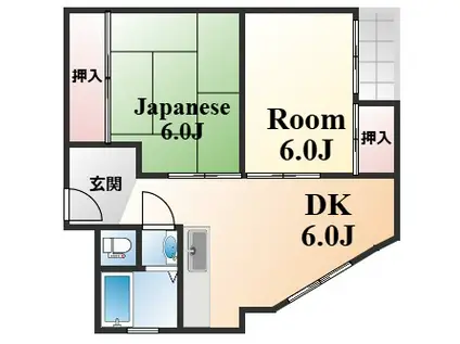 マンション三木(2DK/3階)の間取り写真