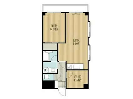 ロイヤル浜芦屋(2LDK/1階)の間取り写真