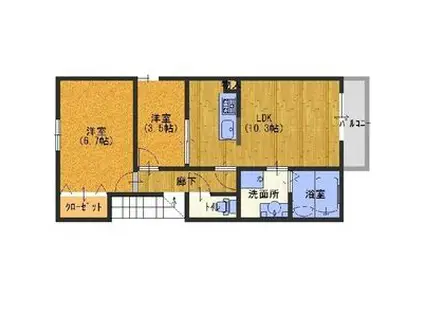 NHエステート御影山手(2LDK/2階)の間取り写真