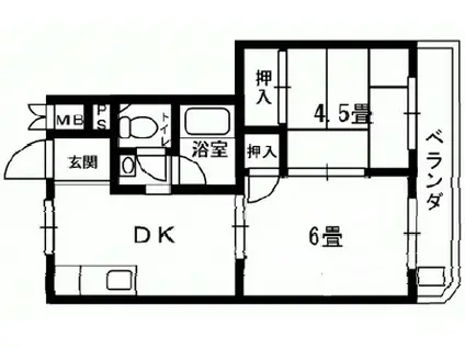 住吉サンシャイン(2DK/1階)の間取り写真
