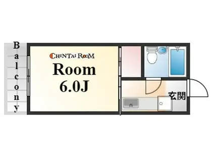 山手ダイヤハイツ(1K/6階)の間取り写真