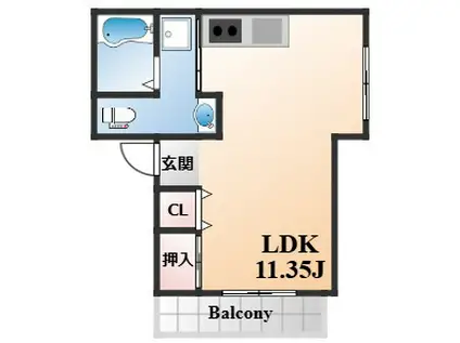 第3湊川マンション(1K/2階)の間取り写真