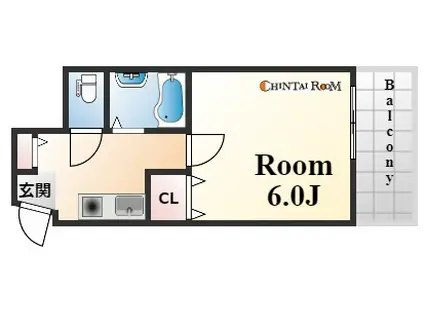 グランテ下山手(1K/2階)の間取り写真