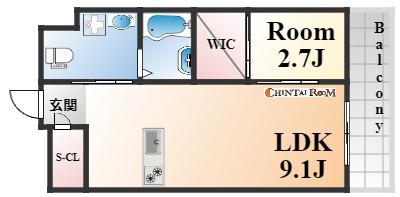 ロゼノワール芦屋(1LDK/4階)の間取り写真
