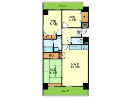 ドミール南六甲(3LDK/2階)の間取り写真