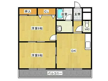 メゾンドソレイユ(2DK/3階)の間取り写真