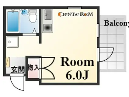 サンパレス21六甲Ⅰ(1K/2階)の間取り写真