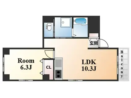 スカイハイツ(1LDK/4階)の間取り写真