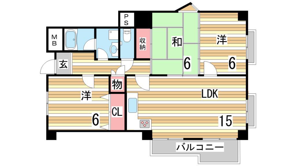 モンテヴィラ芦屋(3LDK/1階)の間取り写真