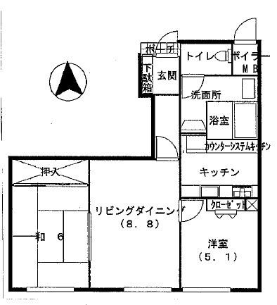 芦屋サニーヒル(2LDK/3階)の間取り写真