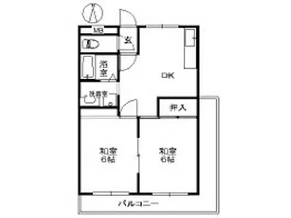 浜シティハイツ(2DK/2階)の間取り写真