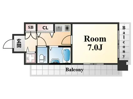 リーガル神戸元町(1K/4階)の間取り写真