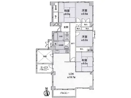 芦屋緑1(4LDK/2階)の間取り写真